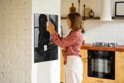 Tableau Magnétique Mural Wallfluent 60x90 cm Marbre foncé Marqueur blanc Idéal Bureau Et Maison