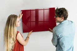 Tableau Magnétique Mural Wallfluent 90x60 cm Couleur bordeaux Marqueur blanc Panneau Mémo Décoratif