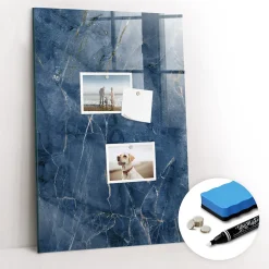 Tableau Magnétique Mural Wallfluent 40x60 cm Marbre décoratif Marqueur blanc Panneau Mémo Décoratif