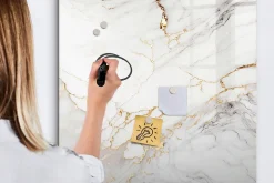 Tableau Magnétique Mural Wallfluent 70x100 cm Marbre décoratif Marqueur noir Idéal Bureau Et Maison