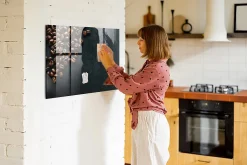 Tableau Magnétique Mural Wallfluent 100x70 cm Café en grains Marqueur blanc Idéal Bureau Et Maison