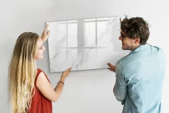 Tableau Magnétique Mural Wallfluent 90x60 cm Marbre décoratif Marqueur noir Idéal Bureau Et Maison