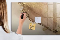 Tableau Magnétique Mural Wallfluent 120x60 cm Marbre doré Marqueur noir Idéal Bureau Et Maison