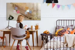 Tableau Magnétique Mural Wallfluent 120x60 cm Marbre doré Marqueur noir Idéal Bureau Et Maison