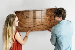 Tableau Magnétique Wallfluent 120x60 cm Vieux bois Marqueur blanc En Verre De Planification