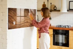 Tableau Magnétique Wallfluent 120x60 cm Vieux bois Marqueur blanc En Verre De Planification