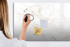 Tableau Magnétique Wallfluent 90x60 cm Marbre élégant Marqueur noir Mémos & Organisation