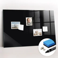Tableau Magnétique Wallfluent 90x60 cm Couleur noire Marqueur blanc En Verre De Planification