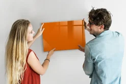 Tableau Magnétique Wallfluent 60x40 cm Couleur orange Marqueur noir En Verre De Planification