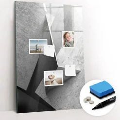 Tableau Magnétique Wallfluent 60x90 cm Abstraction géométrique Marqueur noir Mémos & Organisation