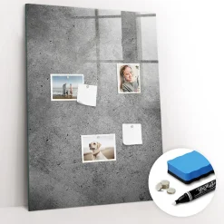 Tableau Magnétique Wallfluent 70x100 cm Béton Marqueur blanc En Verre De Planification