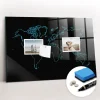 Tableau Magnétique Wallfluent 60x40 cm Contours de la carte du monde Marqueur blanc En Verre De Planification
