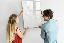 Tableau Magnétique Wallfluent 60x90 cm Marbre élégant Marqueur noir Mémos & Organisation