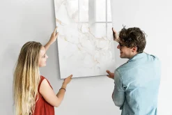 Tableau Magnétique Wallfluent 70x100 cm Marbre élégant Marqueur noir Mémos & Organisation