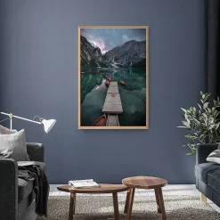 Tableau mural encadré barque en montagne 65x97 cm Fabriqué en France