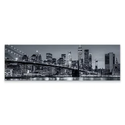 Tableau Panorama New York la Nuit 3D 145cm x 45cm - Parfait pour décorer votre salon, chambre ou bureau avec un design unique et