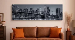 Tableau Panorama New York la Nuit 3D 145cm x 45cm - Parfait pour décorer votre salon, chambre ou bureau avec un design unique et