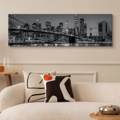 Tableau Panorama New York la Nuit 3D 145cm x 45cm - Parfait pour décorer votre salon, chambre ou bureau avec un design unique et