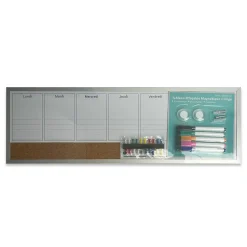Tableau semainier effaçable magnétique et liège l.56 x H.19 cm + 5 marqueurs + 20 punaises + 2 aimants