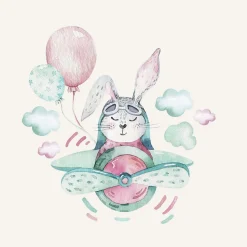 Tableau sur toile aviateur lapin 30x30 cm Fabriqué en France