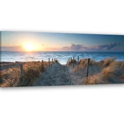 Tableau sur toile, Coucher de soleil sur la mer 120x40 cm