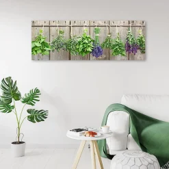 Tableau sur toile, Cuisine herbes aromatiques épices 120x40 cm