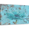 Tableau sur toile, Fleur vintage bleu 100x70 cm