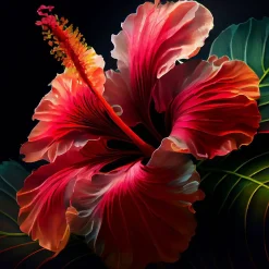 Tableau sur toile hibiscus 30x30 cm Fabriqué en France