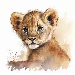 Tableau sur toile lionceau enfant 30x30 cm Fabriqué en France