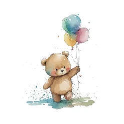 Tableau sur toile ourson ballons 30x45 cm Fabriqué en France