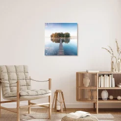 Tableau sur toile paysage avec ponton 45x45 cm Fabriqué en France
