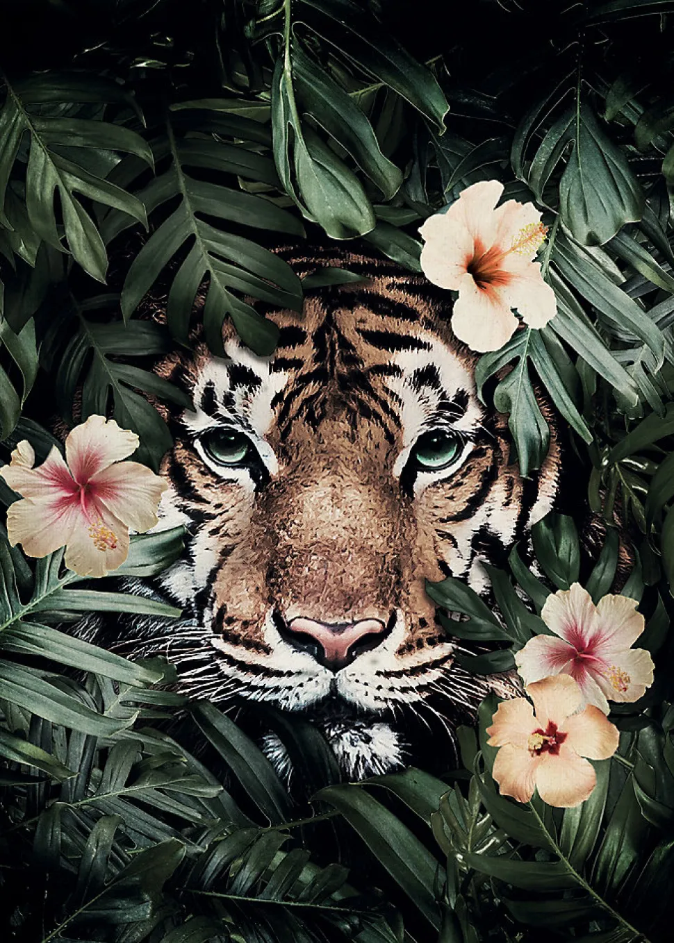 Tableau sur toile tigre dans les fleurs l.60 x H.90 cm Dada Art