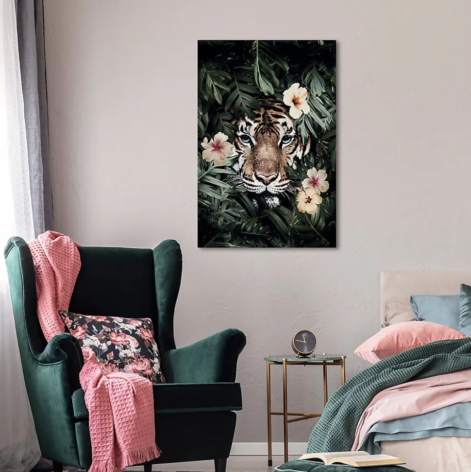 Tableau sur toile tigre dans les fleurs l.60 x H.90 cm Dada Art
