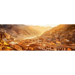 Tableau sur toile village creux 30x97 cm Fabriqué en France