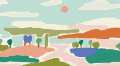 Tableau été en couleurs en toile imprimée, 90x60 cm