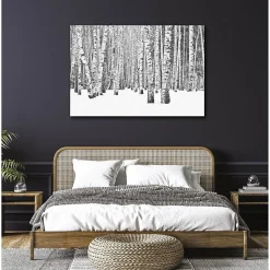 Tableau toile en kit BLACK AND WHITE FOREST 140 x 95 cm - Toile textile sans PVC, Made in France par Scenolia