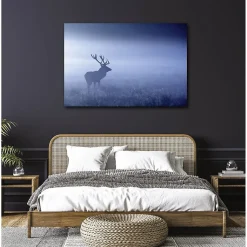 Tableau toile en kit BLUE MISTY DEER 140 x 95 cm - Toile textile sans PVC, Made in France par Scenolia