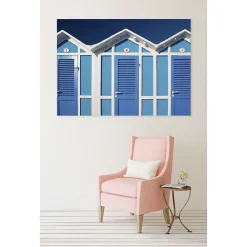 Tableau toile en kit CABINES DE PLAGE 180 x 130 cm - Toile textile sans PVC, Made in France par Scenolia