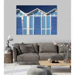 Tableau toile en kit CABINES DE PLAGE 180 x 130 cm - Toile textile sans PVC, Made in France par Scenolia