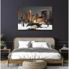 Tableau toile en kit CENTRAL PARK SOUS LA NEIGE 140 x 95 cm - Toile textile sans PVC, Made in France par Scenolia