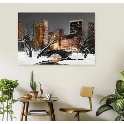 Tableau toile en kit CENTRAL PARK SOUS LA NEIGE 140 x 95 cm - Toile textile sans PVC, Made in France par Scenolia