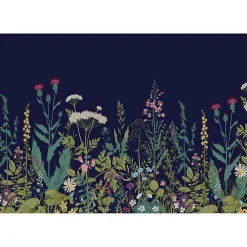 Tableau toile en kit FLEURS SAUVAGES BLEUES 180 x 130 cm - Toile textile sans PVC, Made in France par Scenolia