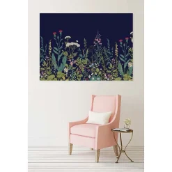 Tableau toile en kit FLEURS SAUVAGES BLEUES 180 x 130 cm - Toile textile sans PVC, Made in France par Scenolia