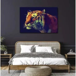 Tableau toile en kit GEOMETRIA TIGRIS 140 x 95 cm - Toile textile sans PVC, Made in France par Scenolia