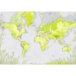 Tableau toile en kit IMAGINA mappemonde 180 x 130 cm - Toile textile sans PVC, Made in France par Scenolia