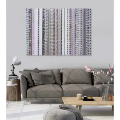 Tableau toile en kit IMMEUBLES R 180 x 130 cm - Toile textile sans PVC, Made in France par Scenolia