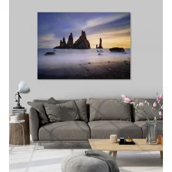 Tableau toile en kit REYNISDRANGAR ISLANDE 180 x 130 cm - Toile textile sans PVC, Made in France par Scenolia