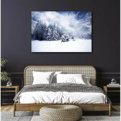Tableau toile en kit SOUS LA NEIGE 140 x 95 cm - Toile textile sans PVC, Made in France par Scenolia