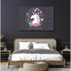 Tableau toile en kit UNICORNS ARE REAL 140 x 95 cm - Toile textile sans PVC, Made in France par Scenolia
