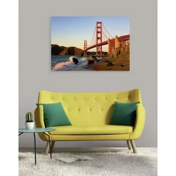 Tableau toile XXL en kit Golden Gate 130 x 90 cm - Toile textile sans PVC